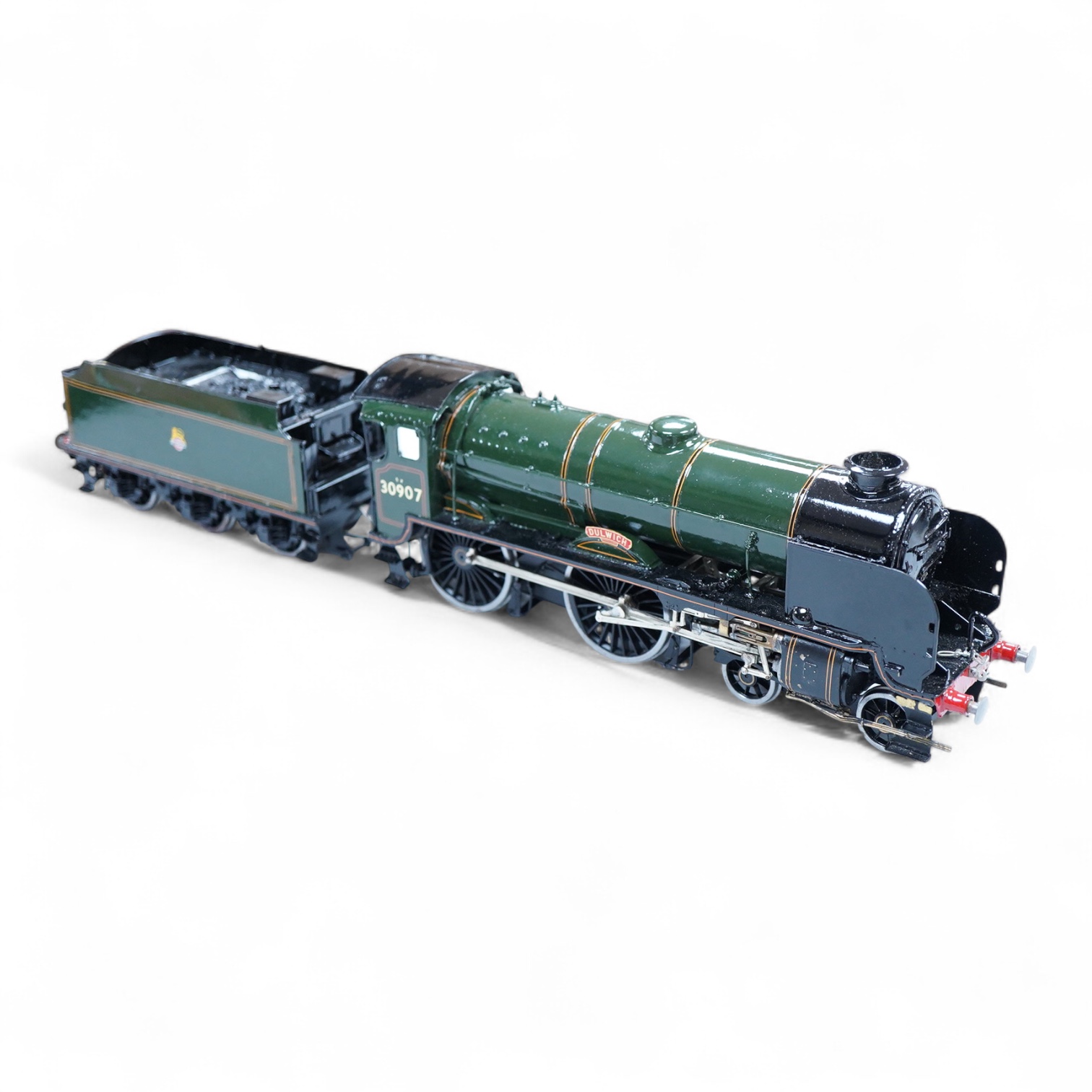An 0 gauge railway finescale BR Schools Class locomotive built from a kit by David Andrews (2003), Dulwich 30907, powered for 2-rail running and finished in high gloss livery